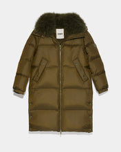 Load image into Gallery viewer, Down Coat Technical Fabric/Lg Hair Lamb - Hunter Green
