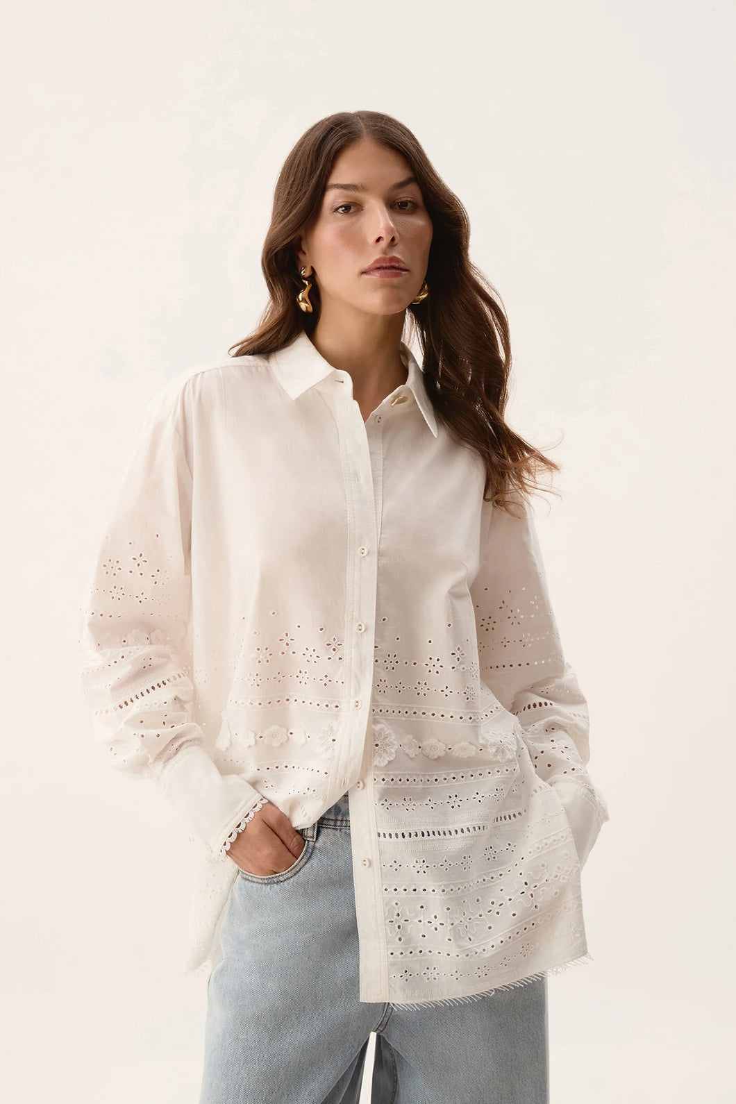 Cloud Embroidered Shirt  - Ivory