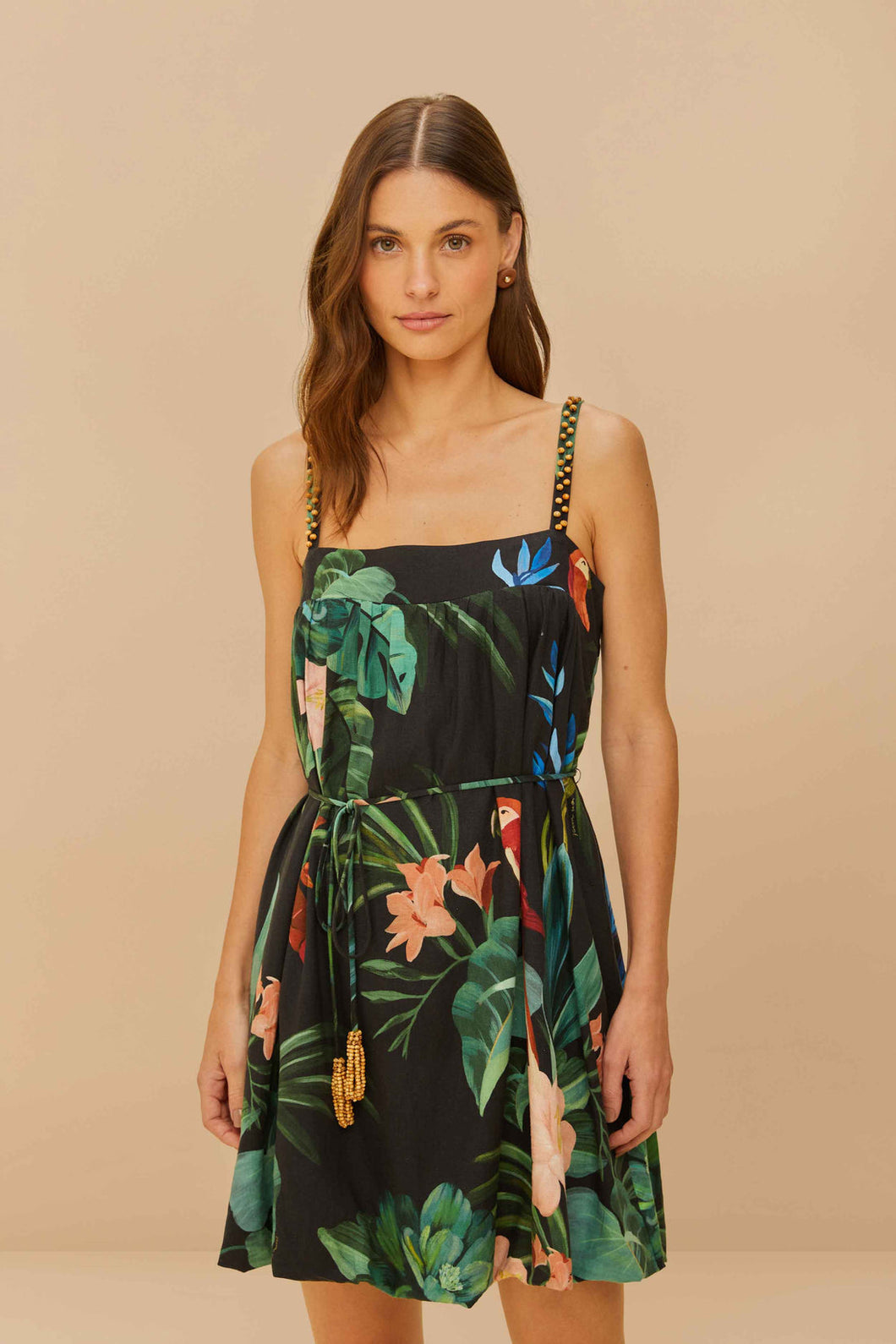 Macaw Fiesta Mini Dress - Black