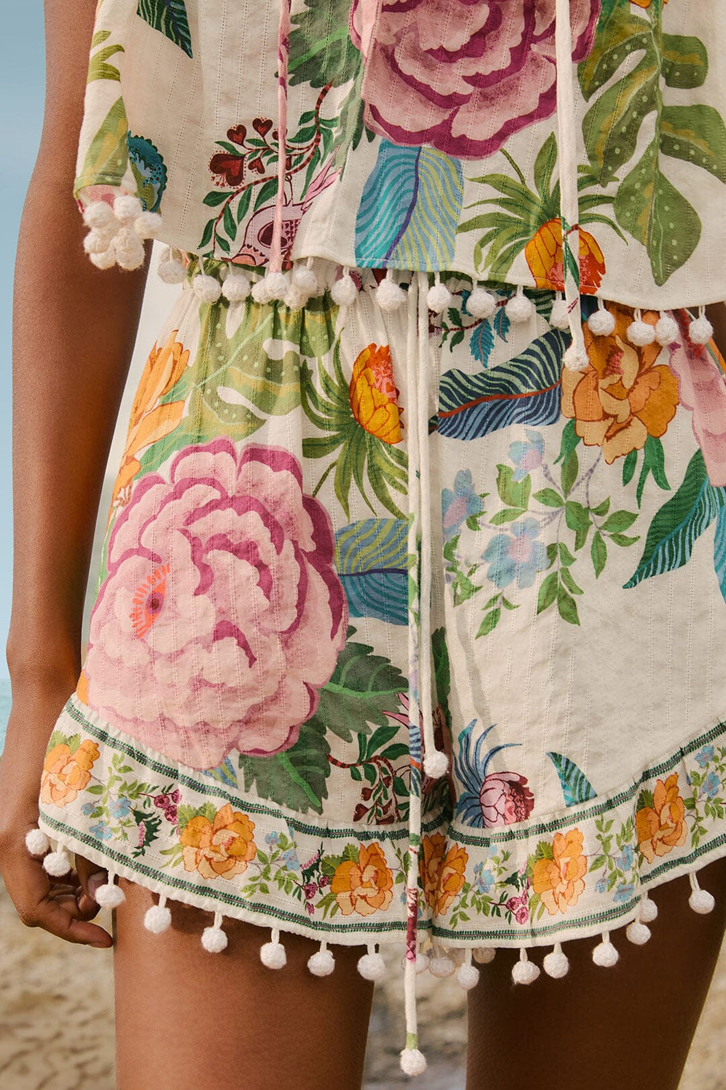 Sweet Bloom Bouquet Short Cover Up - Off-White