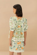 Load image into Gallery viewer, Folk Floral Scoop Neck Short Sleeve - Off-White
