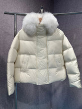 Load image into Gallery viewer, Down Jacket Technical Fabric/Lg  Hair Lamb  - Meringue
