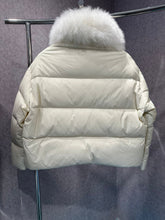 Load image into Gallery viewer, Down Jacket Technical Fabric/Lg  Hair Lamb  - Meringue
