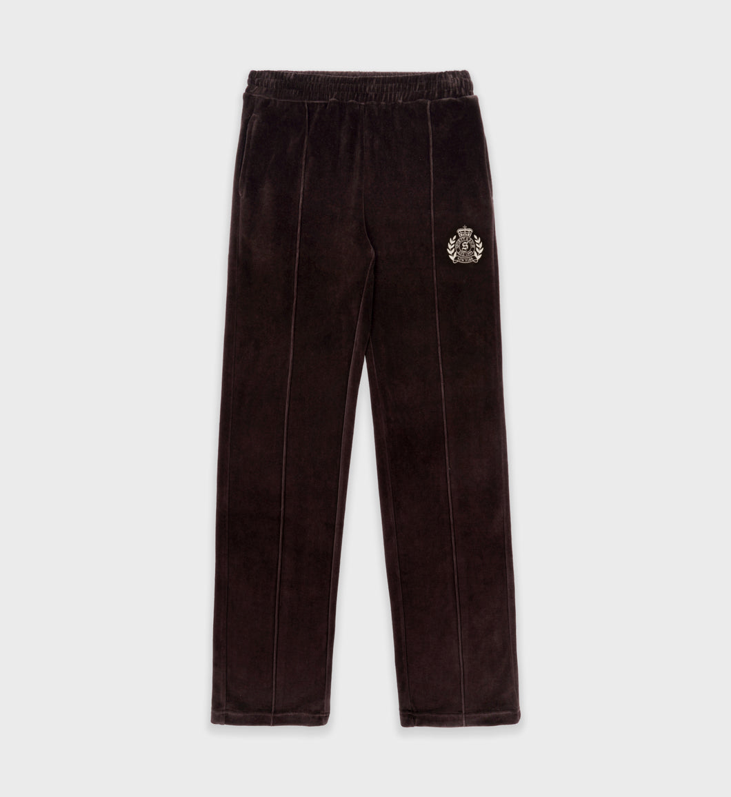 Ny Crest Velour Track Pants  - Chocolate Cream