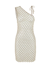 Load image into Gallery viewer, Serene Hand Crochet One Shoulder Mini Dress  - Bronze
