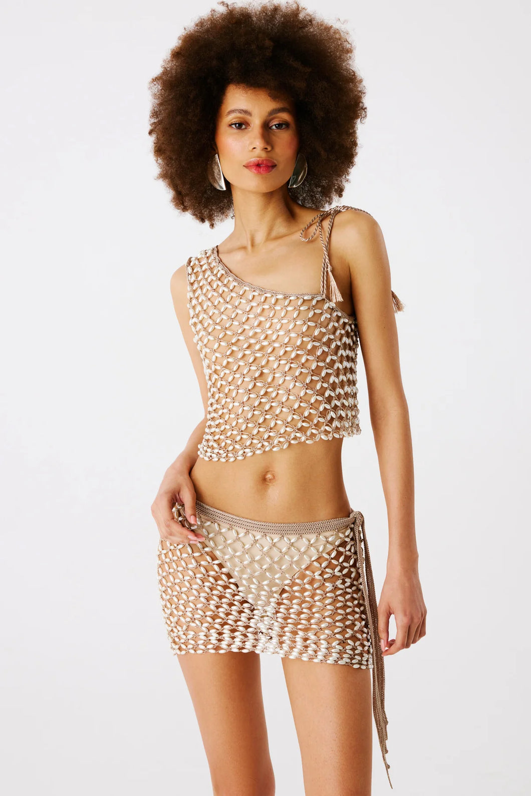 Serene Hand Crochet One Shoulder Top  - Bronze