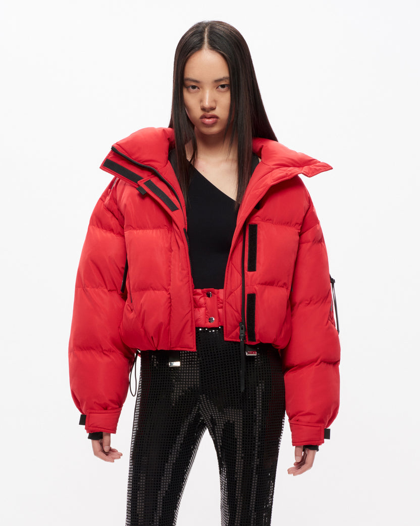 Woven Diana Puffer Jacket - Red