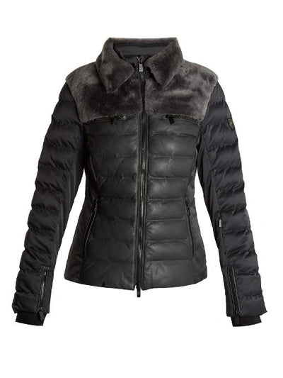 Rhea Limited Edition Shearling Trimmed Technical Ski Jacket - Black