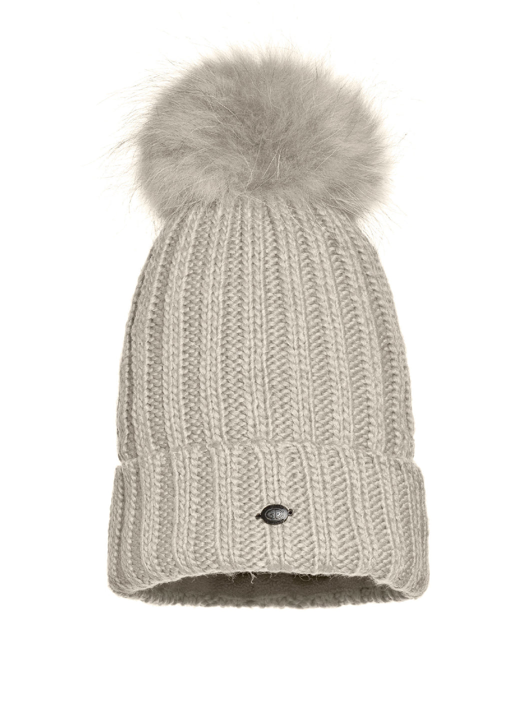 Una, knitsted hat Real Raccoon Fur - Beige