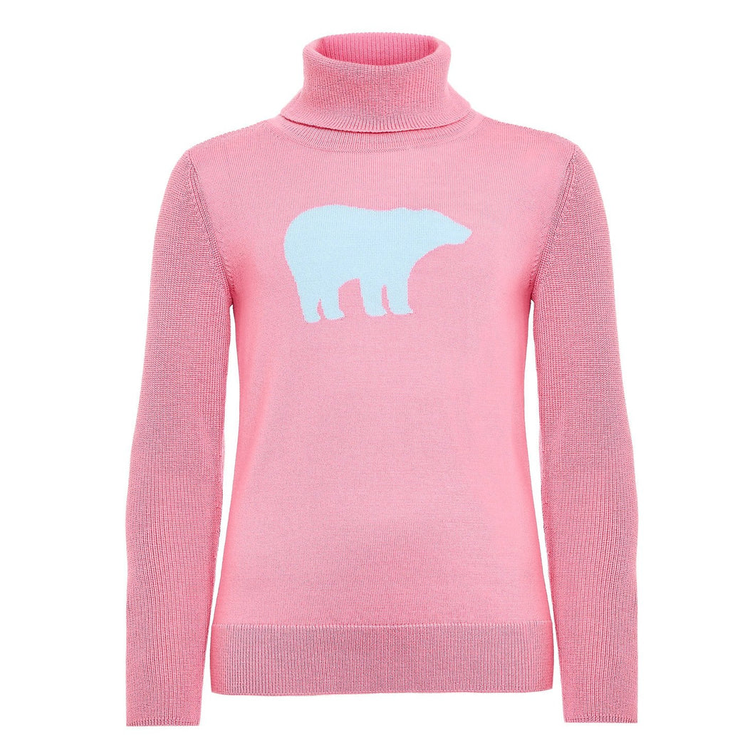 Bear Turtleneck Sweater Jr - Peach Pink