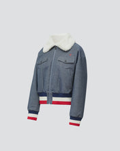 Load image into Gallery viewer, Denim faux-fur denim jacket
