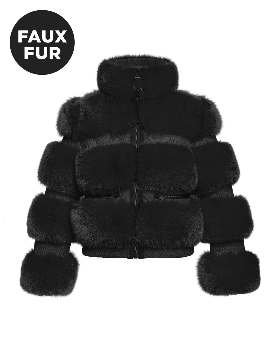 Paradiso, Ladies Woven Ski Jacket Faux Fur - BLACK