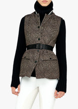 Load image into Gallery viewer, Mila Tweed-Print Gilet - Moss
