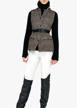 Load image into Gallery viewer, Mila Tweed-Print Gilet - Moss
